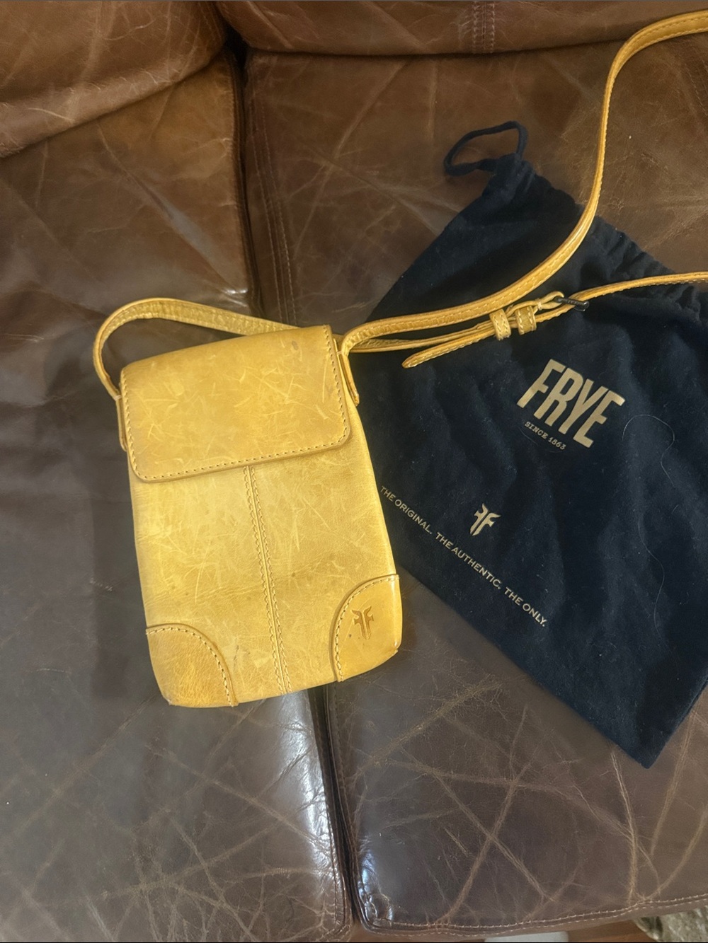 Frye Mustard Yellow Leather Crossbody Pouch
